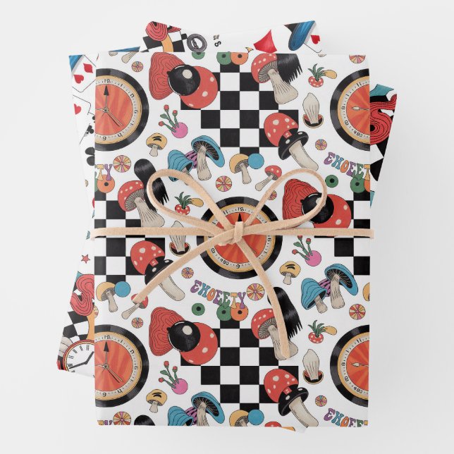 Alice in Wonderland Pattern  Wrapping Paper Sheets (In situ)