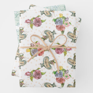 Alice in Wonderland Pattern Wrapping Paper Sheets