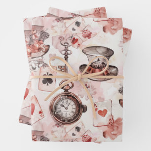Alice in Wonderland Pattern Wrapping Paper Sheets