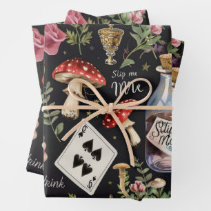 Alice in Wonderland Pattern Wrapping Paper Sheets