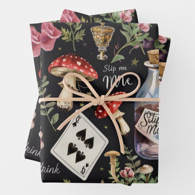 Alice in Wonderland Pattern Wrapping Paper Sheets (In situ)