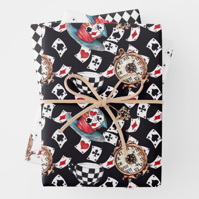 Alice in Wonderland Pattern Wrapping Paper Sheets (In situ)
