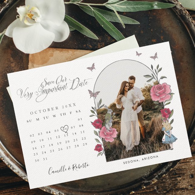 Alice In Wonderland Pencil Us In Calendar Photo Save The Date (Creator Uploaded)