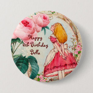 Alice in Wonderland Personalized Birthday Button
