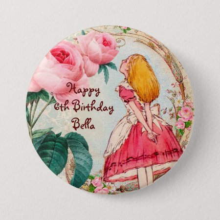 Alice In Wonderland Personalized Birthday Button