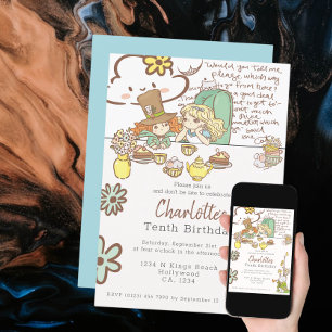 Alice in Wonderland Personalized Party Invitation
