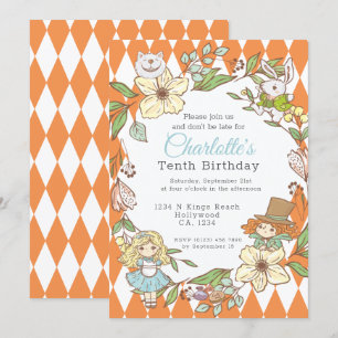 Alice in Wonderland Personalized Party Invitation