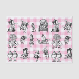Alice In Wonderland, pink and white gingham Tissue Paper