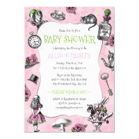 Alice in Wonderland Pink Baby Shower Card