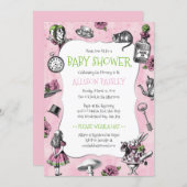 Alice in Wonderland Pink Baby Shower Invitation (Front/Back)