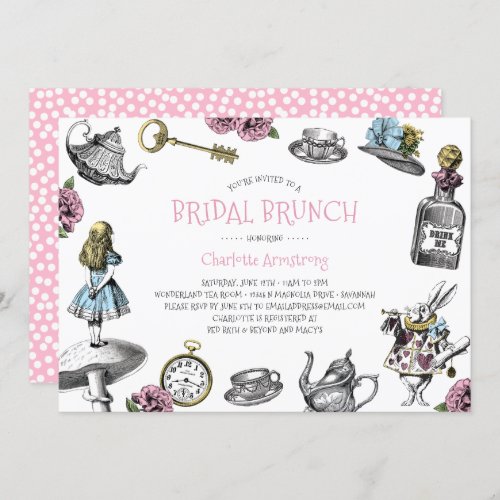 Alice in Wonderland Pink Bridal Brunch Invitation