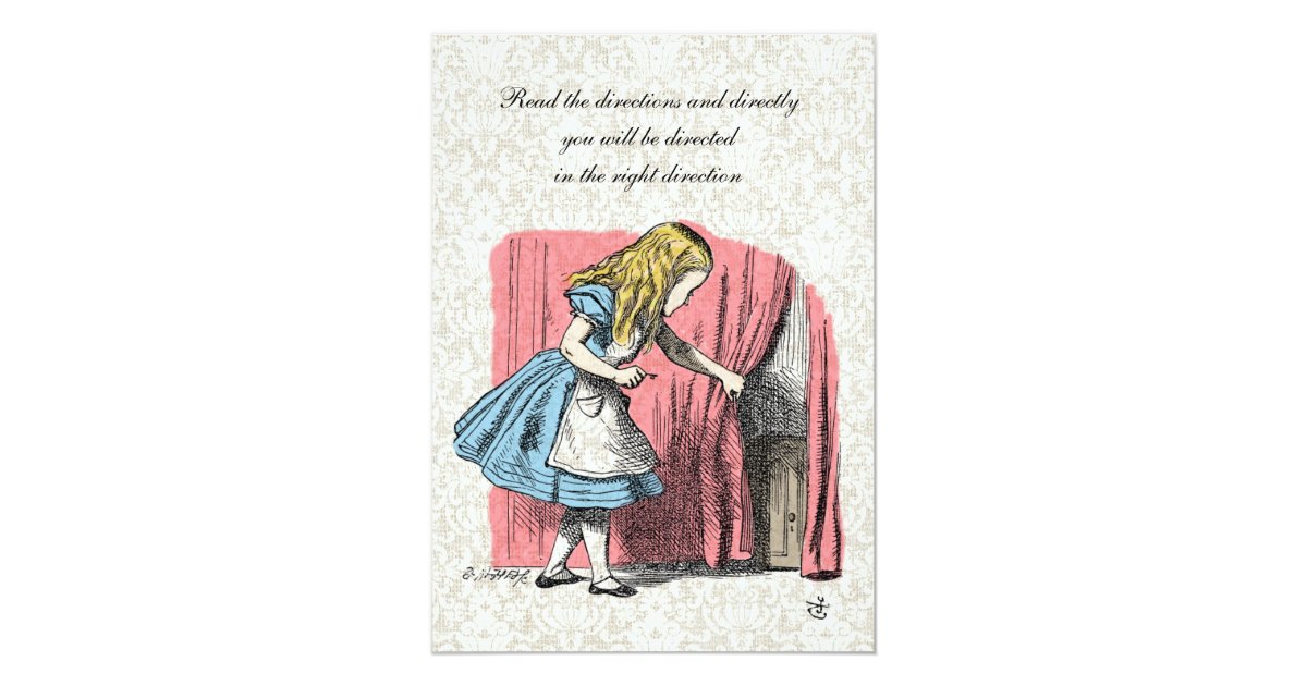 Alice in Wonderland Pink Flamingo Birthday Party Card | Zazzle