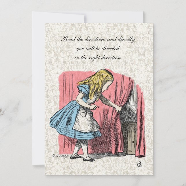 Alice in Wonderland Pink Flamingo Birthday Party Invitation (Front)