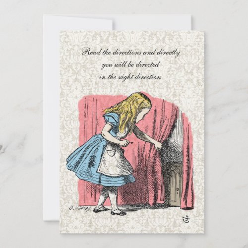 Alice in Wonderland Pink Flamingo Birthday Party Announcements