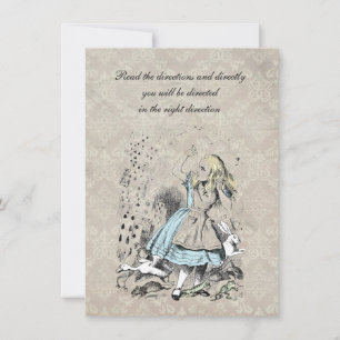 Alice in Wonderland Pink Flamingo Birthday Party Invitation