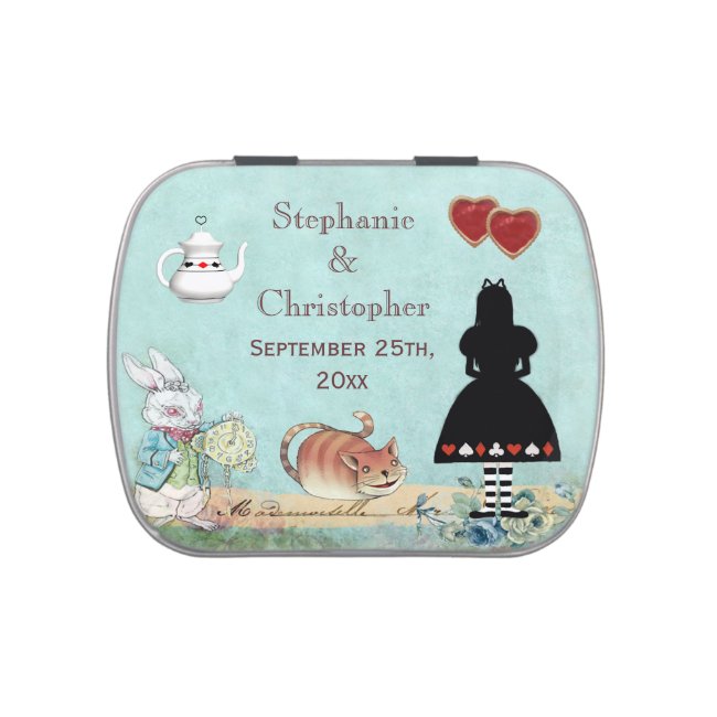 Alice in Wonderland Pink Flamingo Wedding Favor Jelly Belly Tin
