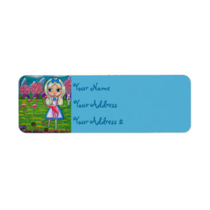 Alice in Wonderland Pink Flamingos Big Eye Art Label