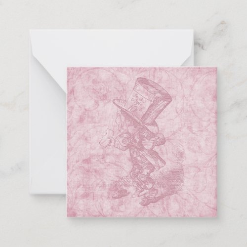 Alice in Wonderland Pink Floral Art Mad Hatter Note Card