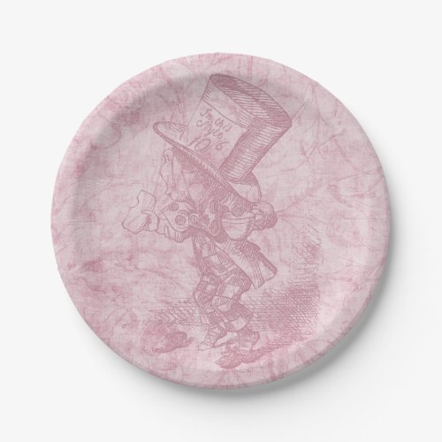 Alice in Wonderland Pink Floral Art Mad Hatter Paper Plates