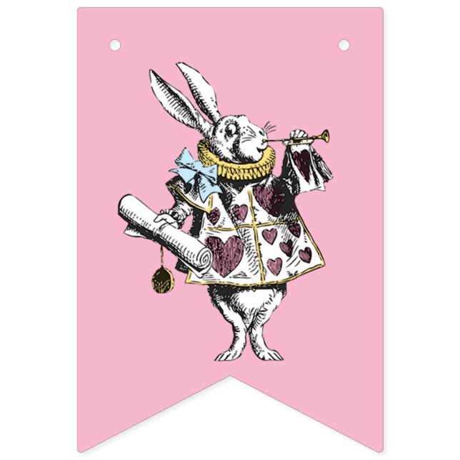 Alice in Wonderland Pink Happy Birthday Bunting Flags (First Flag)