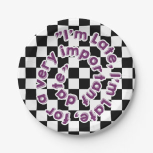 Alice in Wonderland Plates - White Rabbit Quote