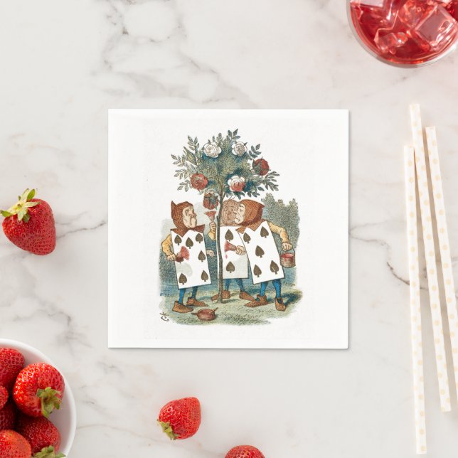 Alice in Wonderland Playing Card Gardeners Napkins (Insitu)