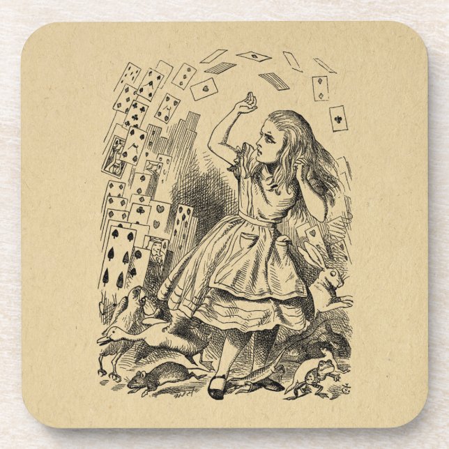 Alice in Wonderland Playing Cards Art Beverage Coaster (Front)