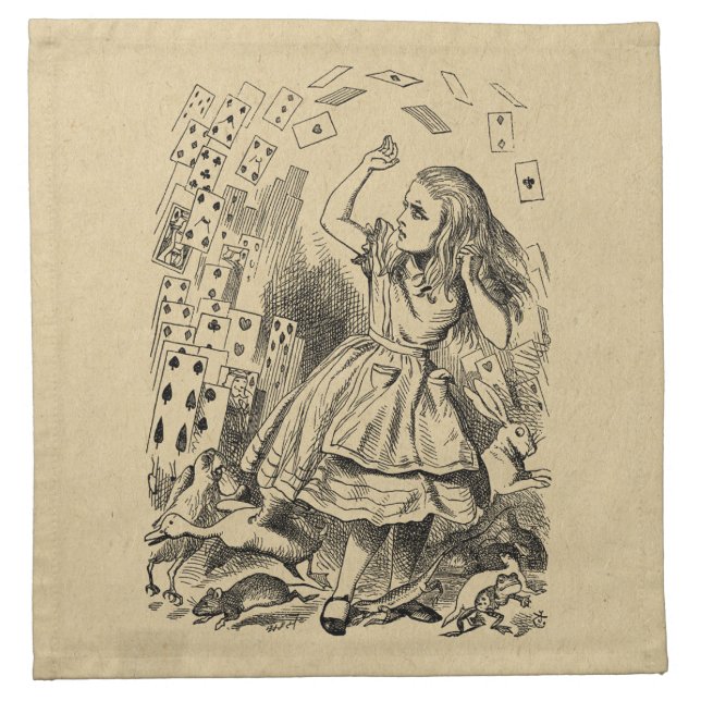 Alice in Wonderland Playing Cards Art Cloth Napkin (Front)