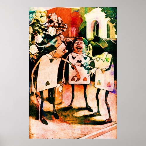 Alice in Wonderland Playing Cards Watercolour Poster