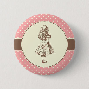 Alice in Wonderland Polka Dots Button