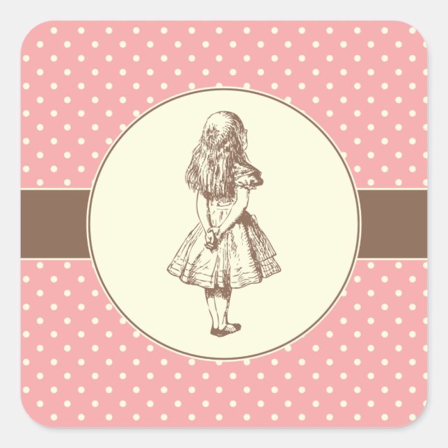 Alice in Wonderland Polka Dots Square Sticker (Front)