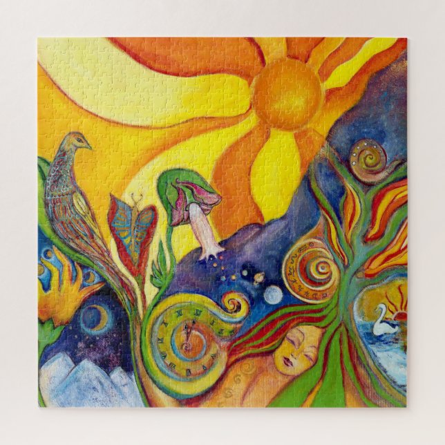 Alice In Wonderland Psychedelic Sunshine 60s Art Jigsaw Puzzle (Vertical)