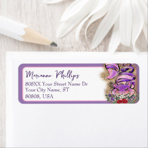Alice in Wonderland Purple Cheshire Cat Label