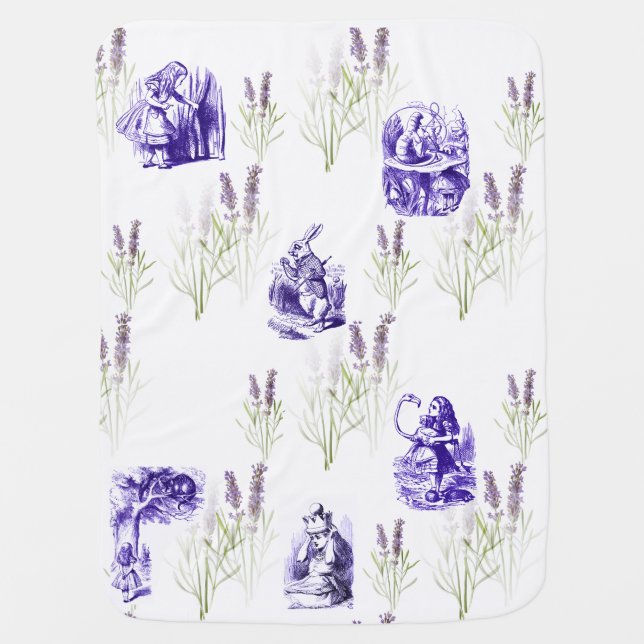 Alice in Wonderland Purple Lavender Baby Blanket (Front)