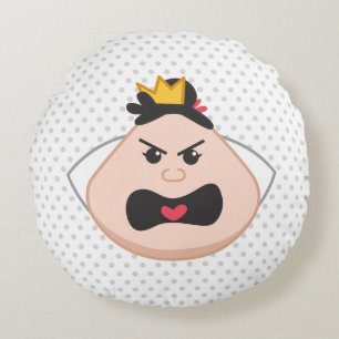 Alice in Wonderland Queen of Hearts Emoji Round Pillow