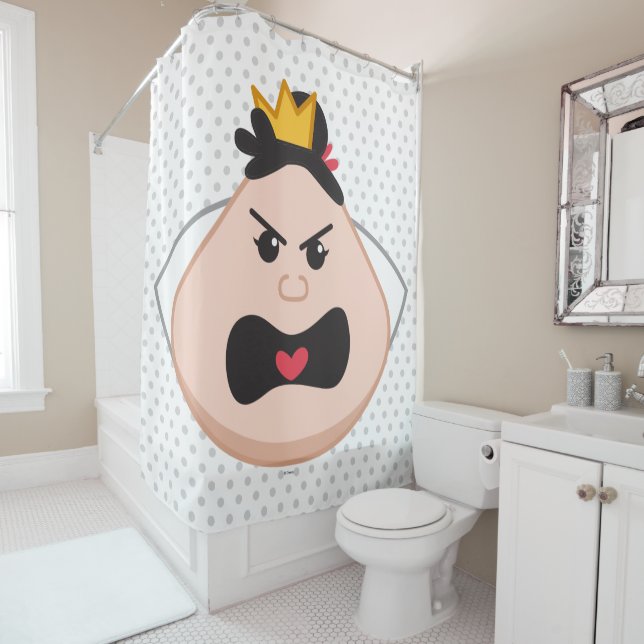 Alice in Wonderland | Queen of Hearts Emoji Shower Curtain (In Situ)