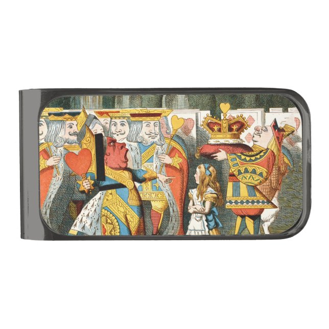 Alice in Wonderland Queen of Hearts Gunmetal Finish Money Clip (Front)