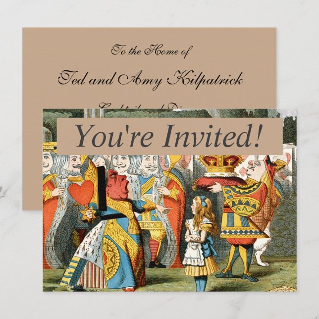 Alice in Wonderland Queen of Hearts Invitation (Front/Back)