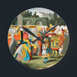 Alice in Wonderland Queen of Hearts Round Clock<br><div class="desc">Alice in Wonderland Classic Illustration - This alice in wonderland illustration is by John Tenniel,  the original illustrator of the alice books,  with the Queen of hearts and Alice facing off.</div>