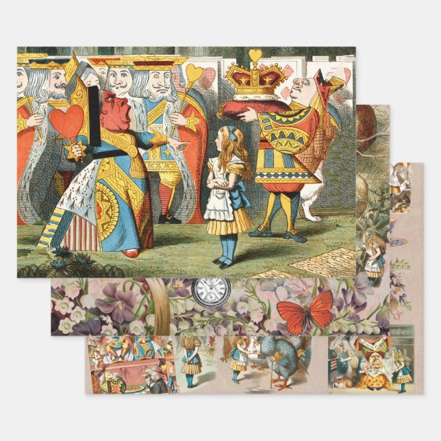 Alice in Wonderland Queen of Hearts Wrapping Paper Sheets (Set)