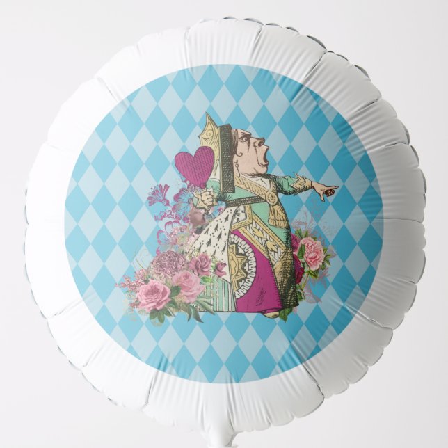 Alice in Wonderland Queen on Blue Harlequin Balloon (Front)