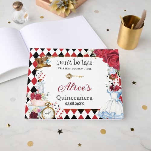 Alice in Wonderland Quinceanera Birthday Bridal  Guest Book