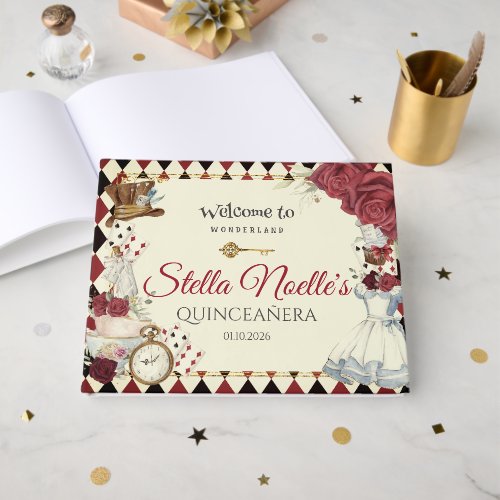 Alice in Wonderland Quinceanera Birthday Bridal Guest Book