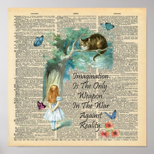 Alice In Wonderland Quote  Imagination  Dictionary Poster