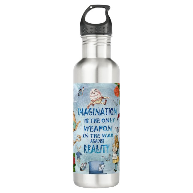 Alice In Wonderland  Quote - Imagination Stainless Steel Water Bottle (Front)