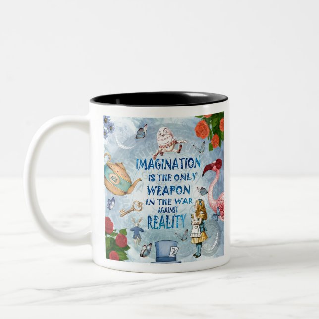 Alice In Wonderland  Quote - Imagination Two-Tone Coffee Mug (Left)