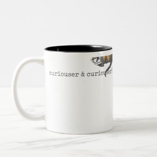 Alice in Wonderland Quote Shirt Curiouser Lewis Two_Tone Coffee Mug