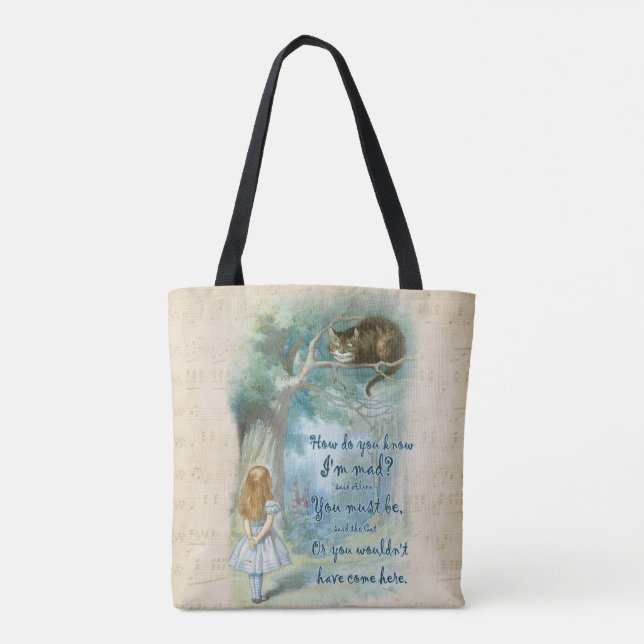 Alice In Wonderland  Quote Tote Bag (Back)