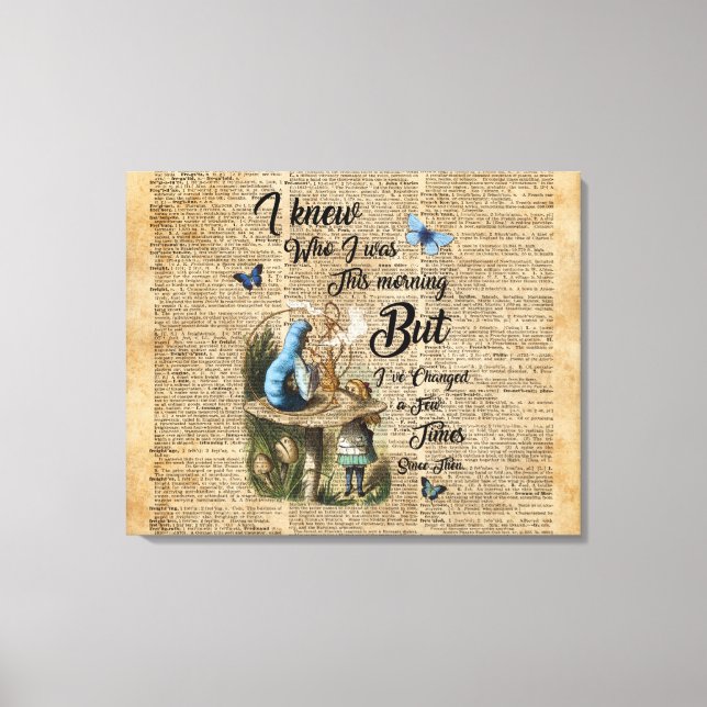 Alice in Wonderland Quote Vintage Dictionary Art Canvas Print (Front)
