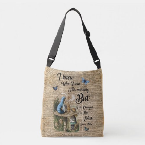 Alice in Wonderland Quote Vintage Dictionary Art Crossbody Bag